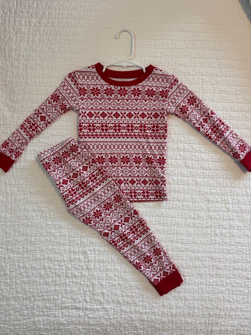 Kids Red Fair Isle Two-Piece Pajama Set